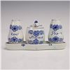 Image 1 : 4pc Delft Blue Painted Condiment Set