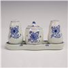Image 2 : 4pc Delft Blue Painted Condiment Set