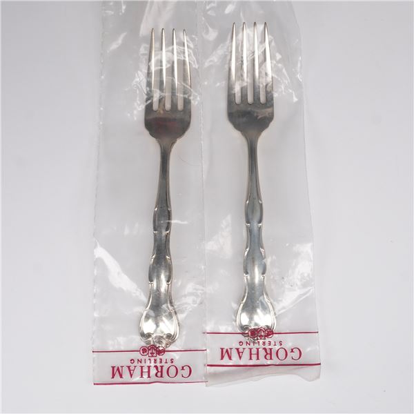 2pc Gorham Rondo Sterling Silver Salad Forks