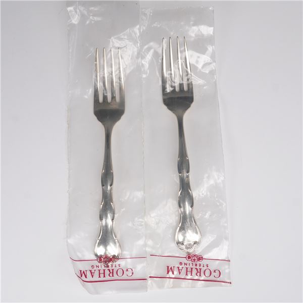 2pc Gorham Sterling Silver Salad Forks, Rondo Pattern