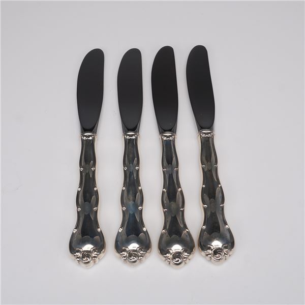4pc Gorham Sterling Silver Modern Hollow Butter Spreaders, Rondo