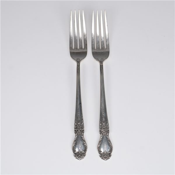 2pc International Sterling Silver Brocade Dinner Forks