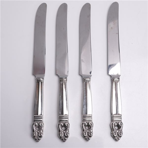 4pc International Sterling Silver Dinner Knives, Royal Danish