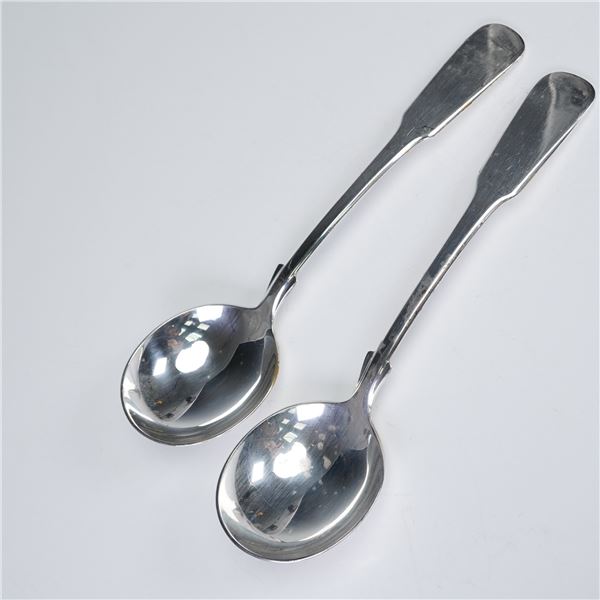 Pair of International Silver 1810 Sterling Silver Soup Spoons