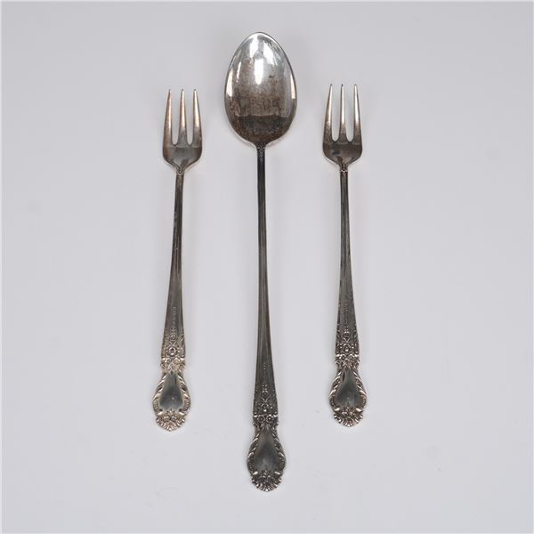 3pc International Sterling Silver Iced Tea Spoon and Cocktail Forks