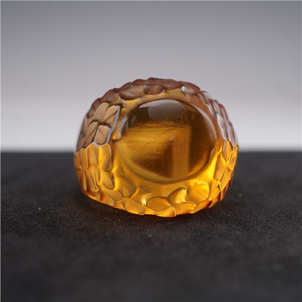 Lalique France Amber Crystal Ring