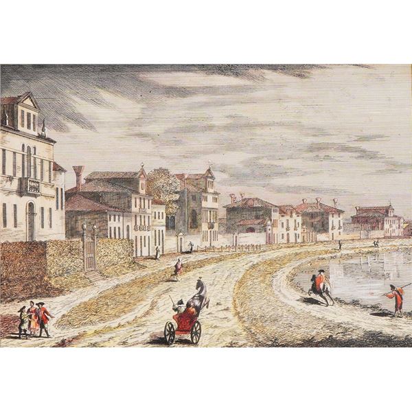 Giovanni Francesco Costa, Hand-Colored Etching View Towards The Taglio