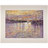 Image 1 : Limited Edition Lithograph on Paper, Harbor at Sunset, Signed and Numbered