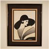 Image 1 : Art Deco Revival Framed Poster Portrait of a Chic Lady w/ Hat by Jeannette