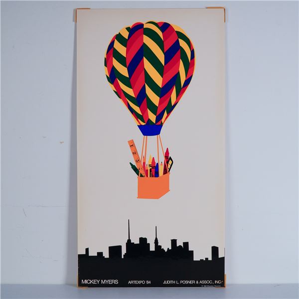 Mickey Myers Minimalist Artexpo 1984 Hot Air Balloon Poster