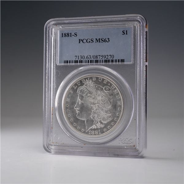 1881-S Morgan Silver Dollar PCGS Graded MS 63