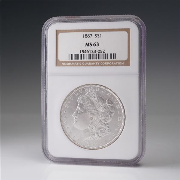 1887 Morgan Dollar Silver Dollar Coin NGC Graded MS 63