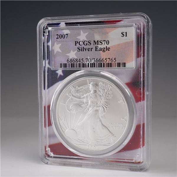 2007 American Silver Eagle Dollar Coin PCGS Graded MS 70