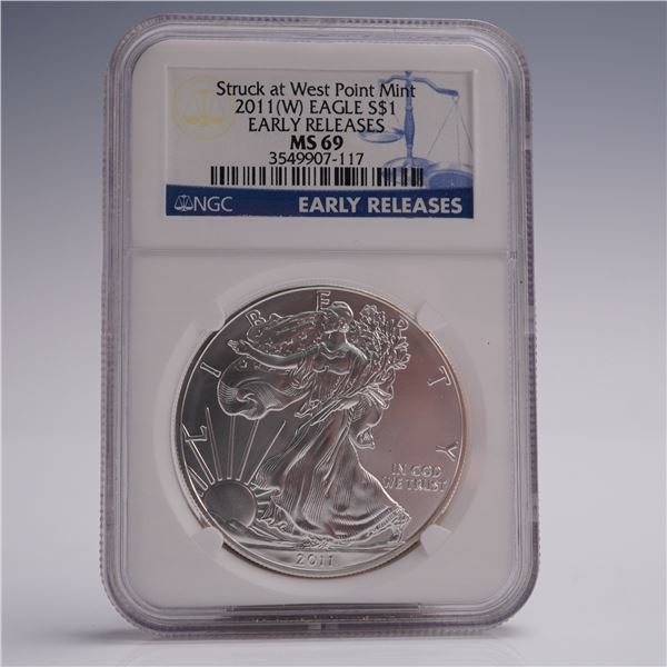 2011 (W) American Silver Eagle Early Release Dollar Coin NGC Graded MS 69