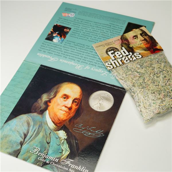 2pc Benjamin Franklin Coin Set and Fed Shreds