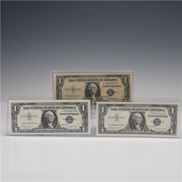 3pc $1 US Silver Certificates, Mule Star Pair & 1935F Askew Serial Prefix