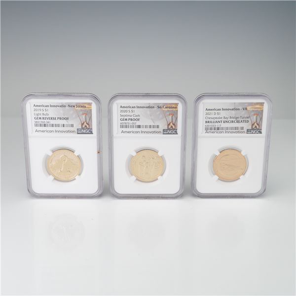 3pc 2019-S, 2020-S, & 2021-D American Innovation Dollar Coins NGC Graded