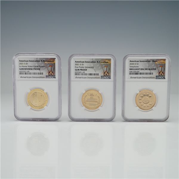 3pc 2020-D & 2021-S American Innovation Dollar Coins NGC Graded