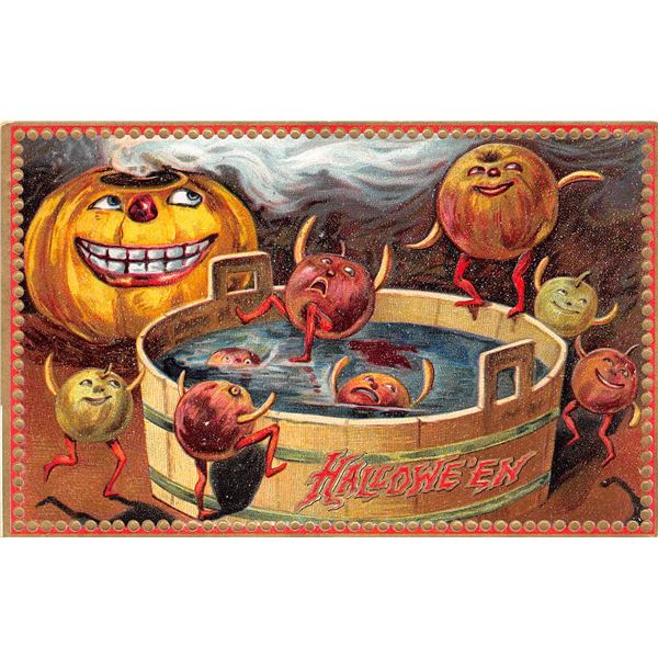 Tuck Halloween Series 160 Gold Border Pumpkin And Water Barrel Postcard