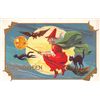 Image 1 : Taggart Witch in Moon Light with Black Cats & Bat Halloween Postcard