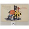 Image 1 : Stetcher Jolly Halloween Boy & Girl With Pumpkin & Cat Postcard