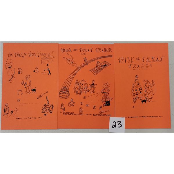 3 1986 C.J. Russell Halloween Greeting Postcards