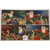 Image 1 : Group of 4 Santa Claus in Sled Christmas Holiday Greeting Postcards