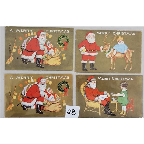 8 Gold Background Whitney Santa Claus Holiday Postcards