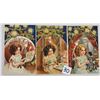 Image 1 : Girl Under Christmas Tree With Books & Dolls With Santa Postcards 3