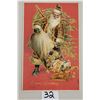 Image 1 : Red Background Santa Claus With Tree & Toy Postcard