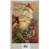 Image 1 : Best Wishes For Christmas Santa Claus With Tree & Toys Postcard
