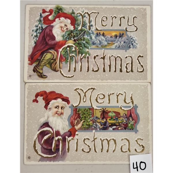 2 Merry Christmas Elves Holiday Postcard