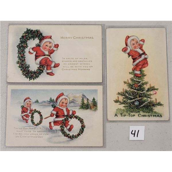 Group of 3 Whitney Christmas Nimble Nick Postcards