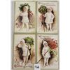 Image 1 : Set of 4 Clapsaddle Christmas Children in White with Green Border Postcards