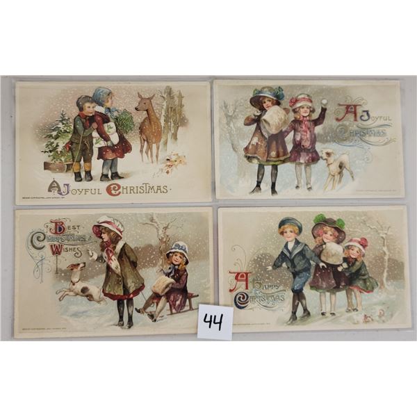 4 Winsch Christmas Children Playing in the Snow Postcards