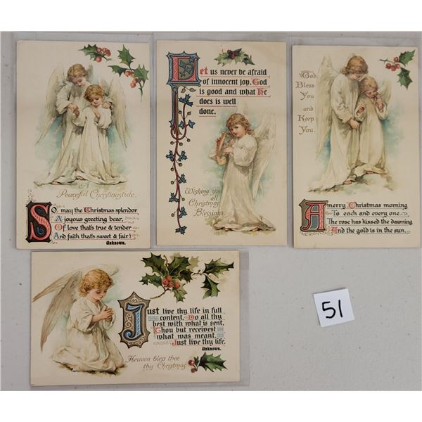 4 Nister Christmas Angel Postcards