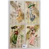Image 1 : Set of 4 Winsch Valentine Pretty Lady Postcards