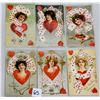 Image 1 : Set of 6 Valentine Women & Playing Cards Postcards