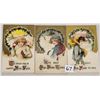 Image 1 : 3 Winsch New Year Ladies Holiday Greeting Postcards