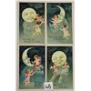 Image 1 : Set of 4 Angels with the Moon Holiday Greeting Postcards