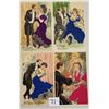Image 1 : 4 Romance Couple New Year Silk Dresses Holiday Postcards
