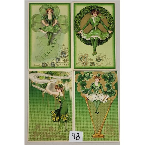 4 Winsch Lady St. Patrick's Day Holiday Greeting Postcards