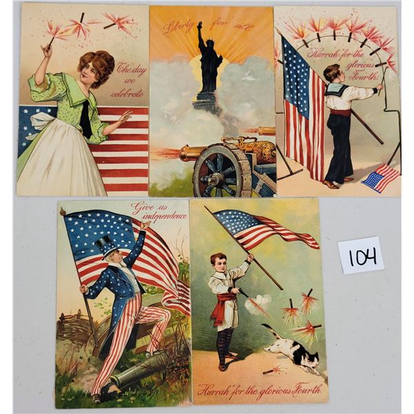 5 PFB Patriotic Holiday Greeting Postcards