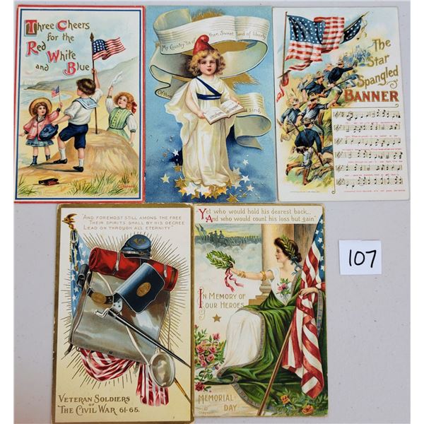 5 Patriotic Greeting Holiday Postcards