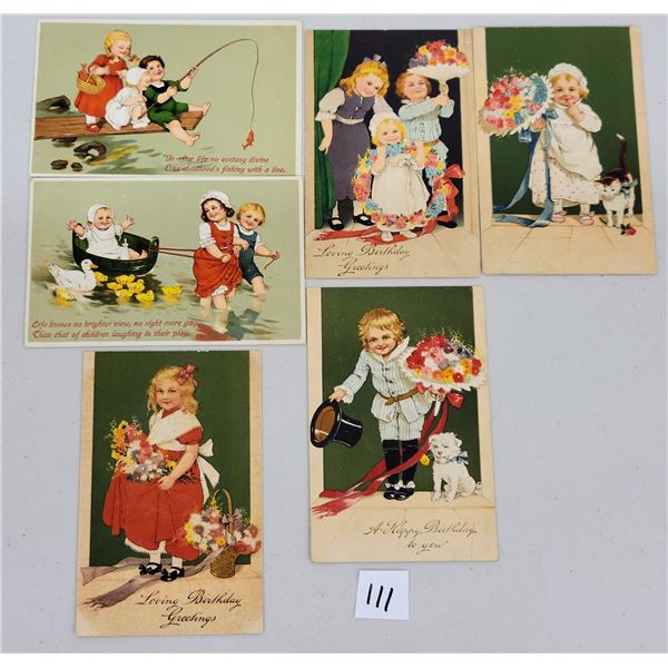 6 PFB Children Greeting Postcards
