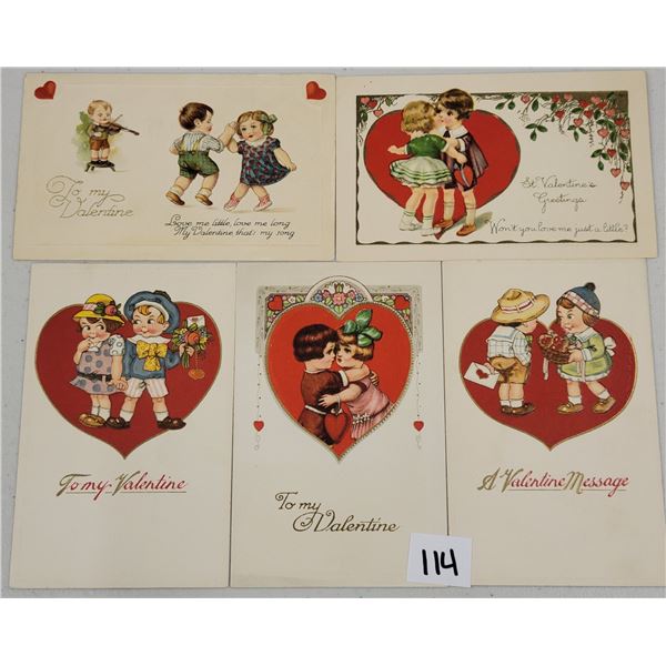 5 Frexis Children Winsch Valentine's Day Holiday Postcards