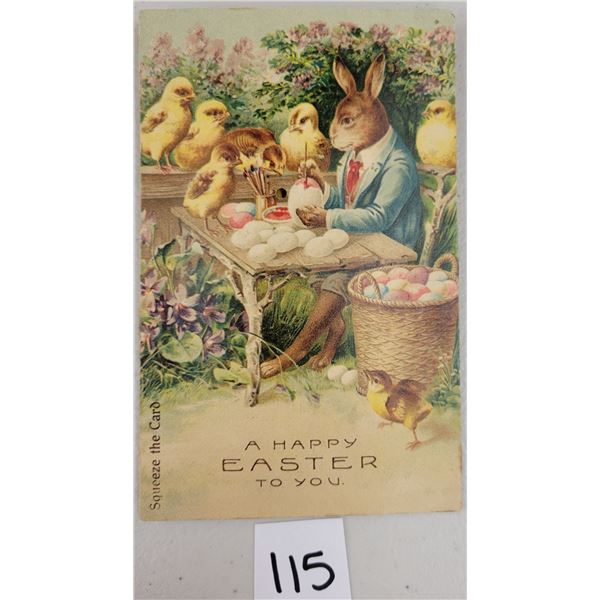 Novelty - Squeaker Dressed Rabbit Painting Easter Egg Postcard