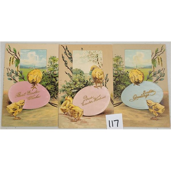 3 PFB Chicks & Easter Egg Pin Cushion Postcards