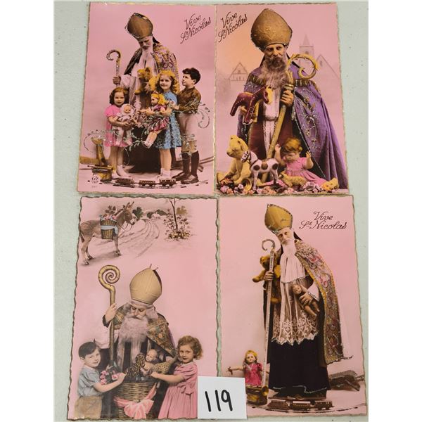 8 Tinted Photo St. Nicolas Christmas Postcards