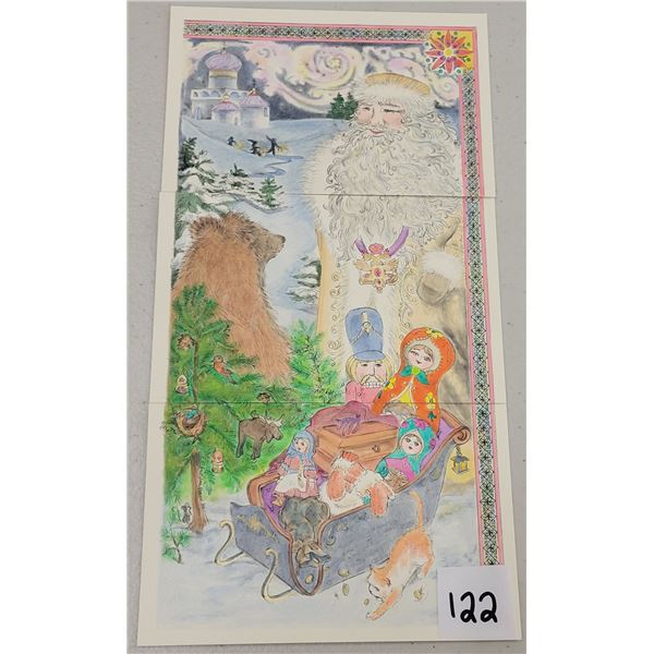Installment Set of 3 Santa Claus Flying Rabbit Christmas Postcards